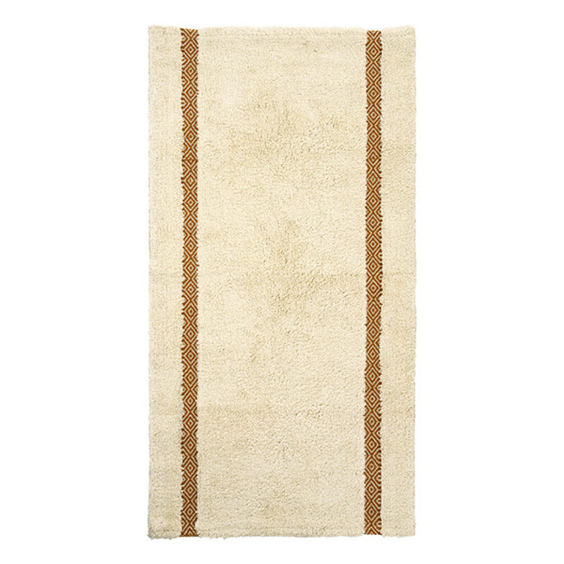 Madam Stoltz-collectie Gewatteerde katoenen loper Gebroken wit, mosterd