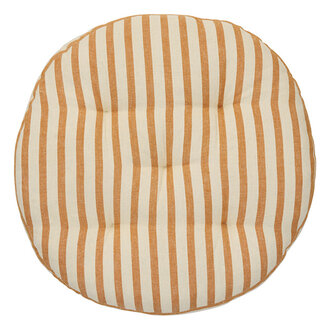 Madam Stoltz Round cotton chair pad Off white, dark honey