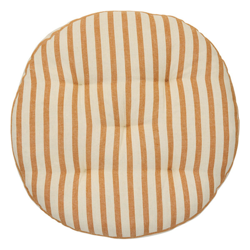 Madam Stoltz-collectie Round cotton chair pad Off white, dark honey