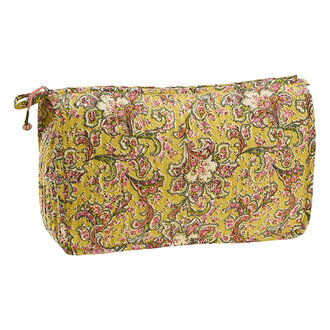 Madam Stoltz Quilted cotton washbag Yellow, pink, green, off white, coral