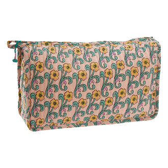 Madam Stoltz Quilted cotton washbag Pink, sea green, yellow