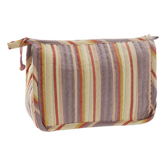Madam Stoltz Quilted cotton washbag Lilac, cream, rose, tomato