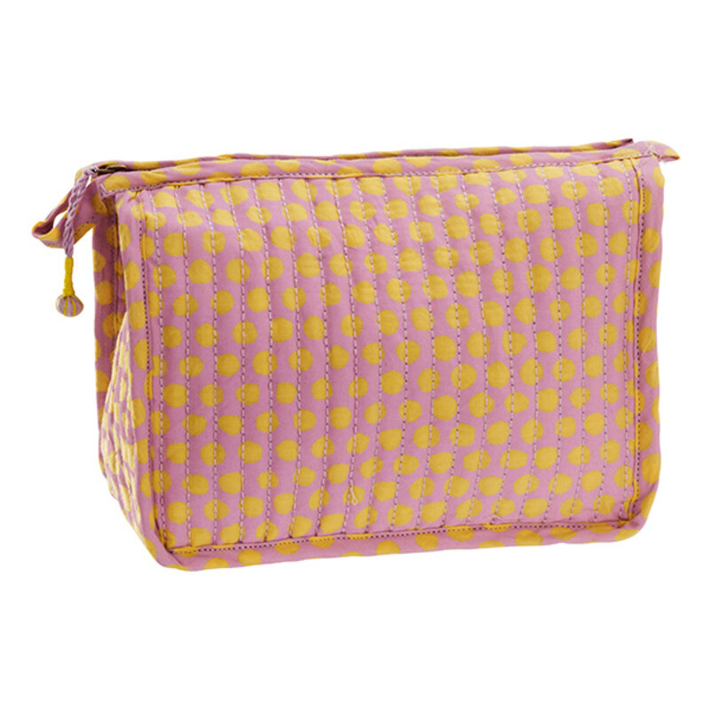 Madam Stoltz-collectie Quilted cotton washbag Pink, yellow