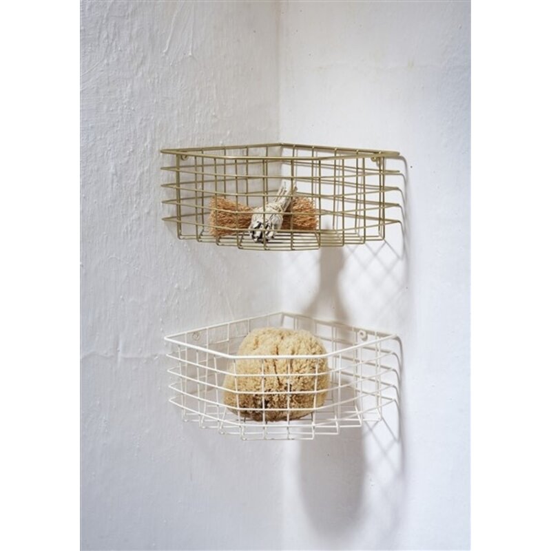 Madam Stoltz-collectie Wall-mounted corner shelf Cream