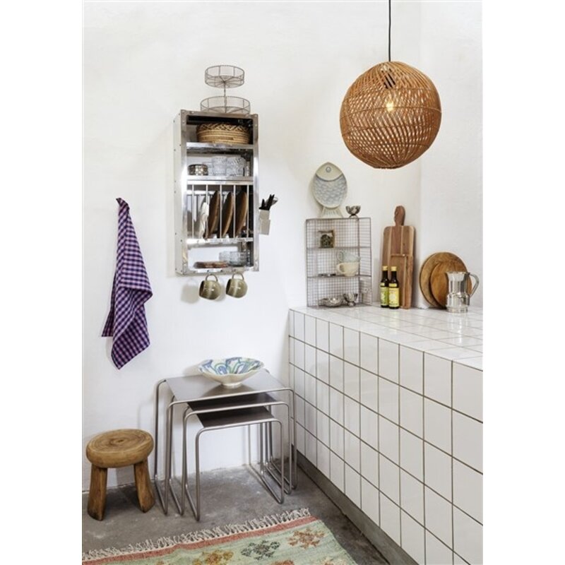 Madam Stoltz-collectie Handgeweven jute vloerkleed Muntgroen, gebroken wit, roestbruin, kerriegroen, groen