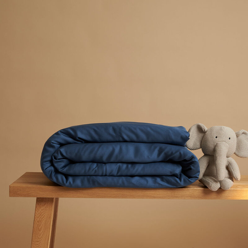 Coco & Cici  Tencel Sateen Dekbedovertrek 120 x 150 cm - 1 Persoons Beddengoed - Kinderbeddengoed - Lyocell - Hypoallergeen & Extra Zacht - Blauw
