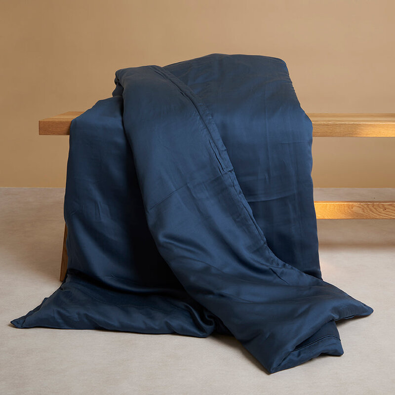 Coco & Cici-collectie  Tencel Sateen Dekbedovertrek 120 x 150 cm - 1 Persoons Beddengoed - Kinderbeddengoed - Lyocell - Hypoallergeen & Extra Zacht - Blauw