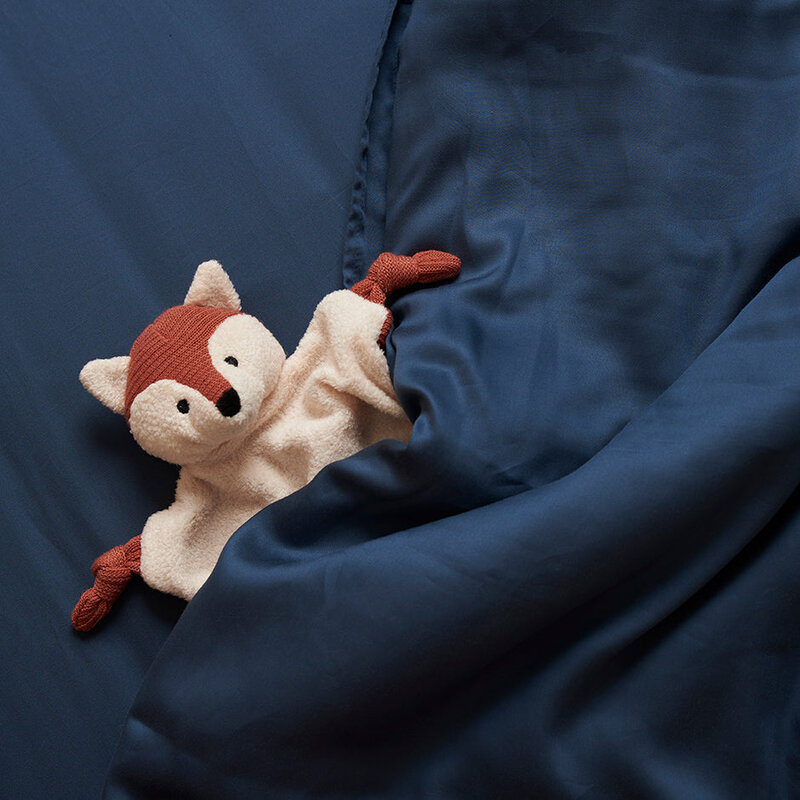 Coco & Cici  Tencel Sateen Dekbedovertrek 120 x 150 cm - 1 Persoons Beddengoed - Kinderbeddengoed - Lyocell - Hypoallergeen & Extra Zacht - Blauw