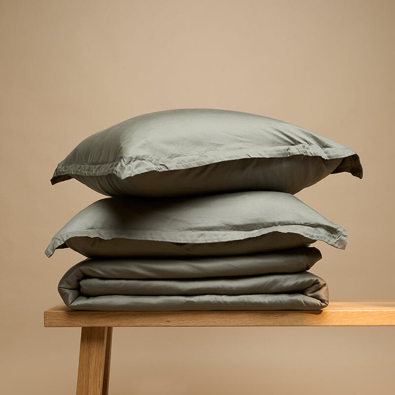 Coco & Cici-collectie  TENCEL Twill Dekbedovertrek Olijfgroen | + 2 kussenslopen 60x70