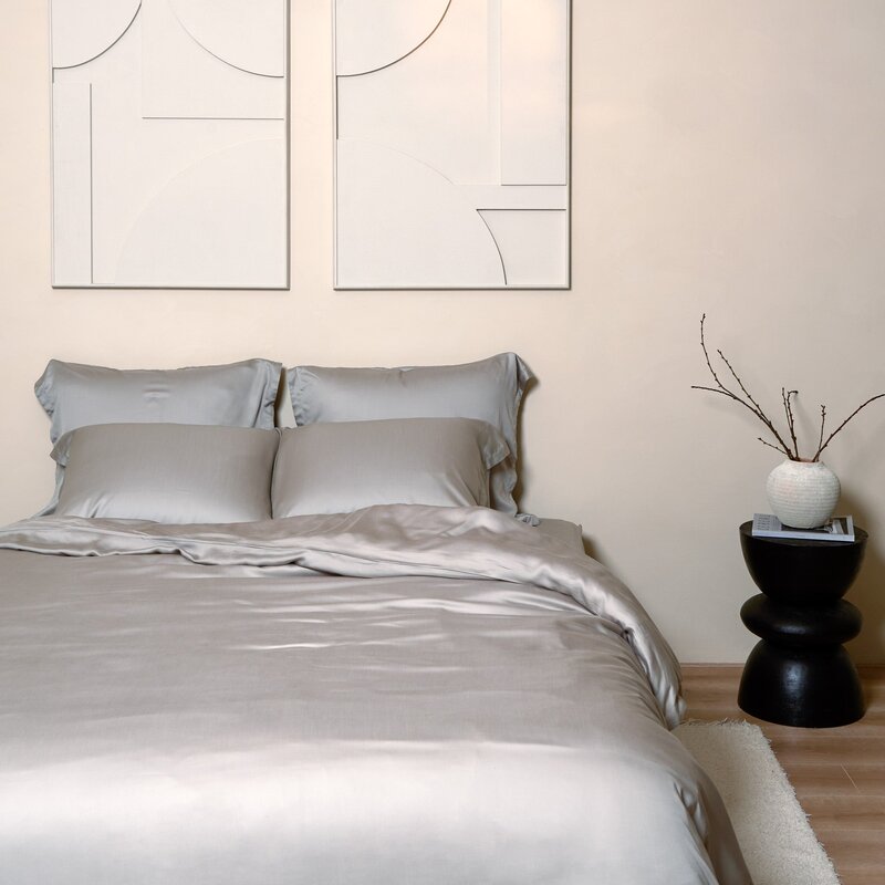 Coco & Cici-collectie Sateen Dekbedovertrek Taupe | + 2 kussenslopen 60x70