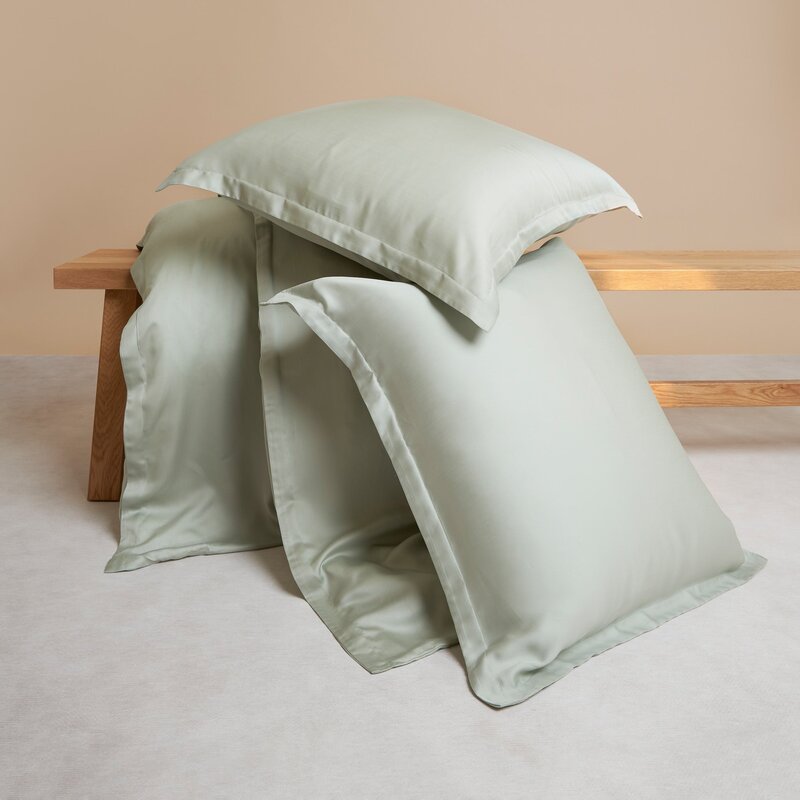Coco & Cici-collectie  Tencel Sateen Dekbedovertrek 200 x 200 cm - 2 Persoons Beddengoed - Grijs Groen - Lyocell - Hypoallergeen & Extra Zacht - 2 Kussenslopen (60x70)