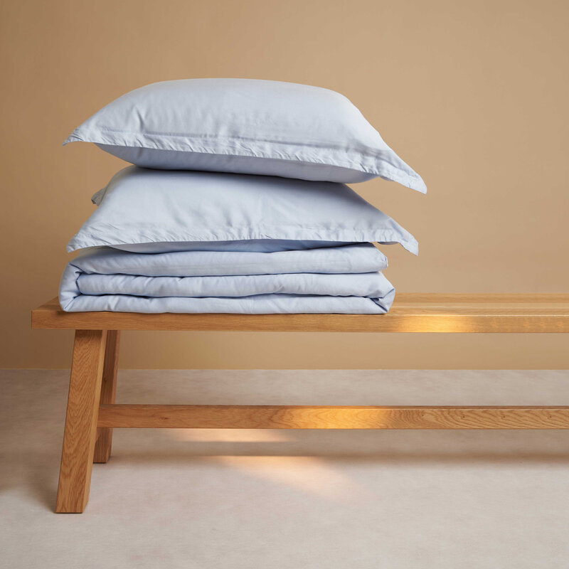 Coco & Cici Coco & Cici - Tencel Twill Dekbedovertrek 200 x 220 cm - 2 Persoons Beddengoed - Lichtblauw - Lyocell - Ritssluiting & Extra Zacht - 2 Kussenslopen (60x70)