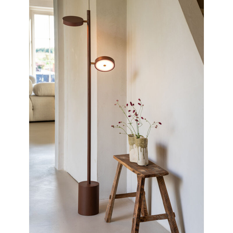 Good&Mojo-collectie Vloerlamp essenhout 2-kap OKINAWA, bruin