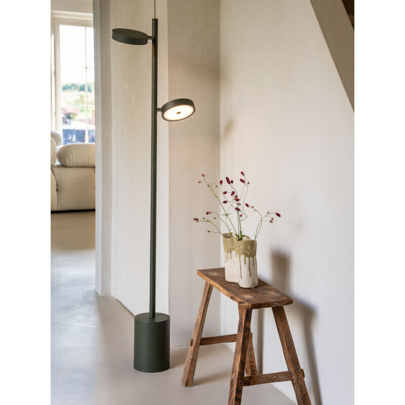 Good&Mojo-collectie Vloerlamp essenhout 2-kap OKINAWA, groen