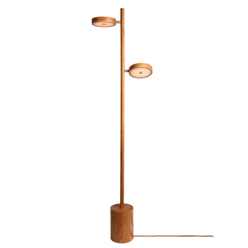 Good&Mojo-collectie Vloerlamp essenhout 2-kap OKINAWA, naturel