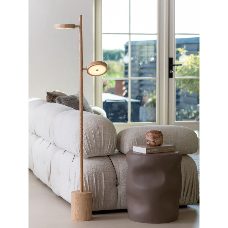 Good&Mojo-collectie Vloerlamp essenhout 2-kap OKINAWA, naturel
