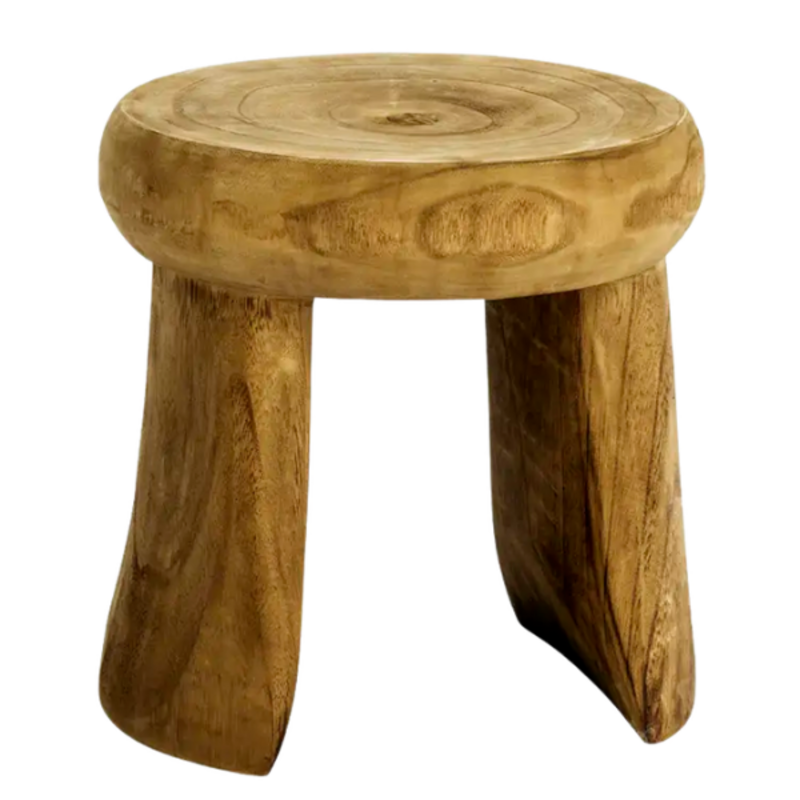 Madam Stoltz-collectie Houten kruk Donker naturel