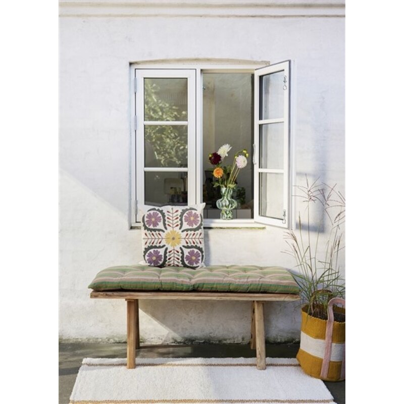 Madam Stoltz-collectie Suzani embroidered cushion cover Purple, yellow, green, rust, off white