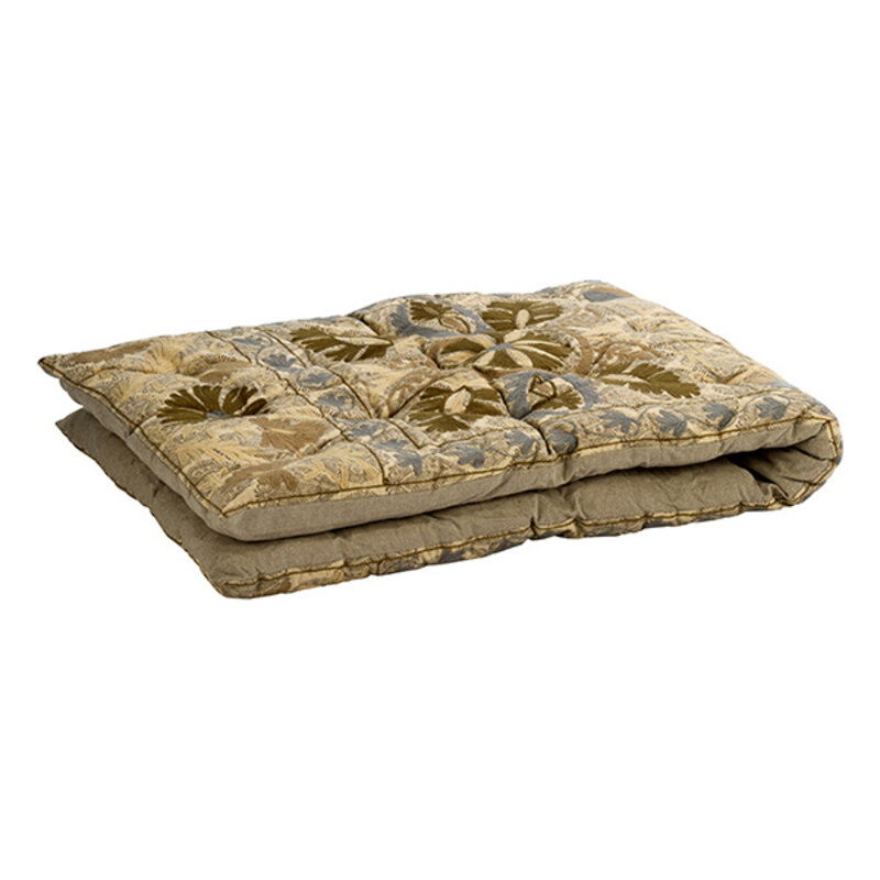 Madam Stoltz-collectie Suzani geborduurd matras Ivoor stoffig blauw kaki grijsbeige