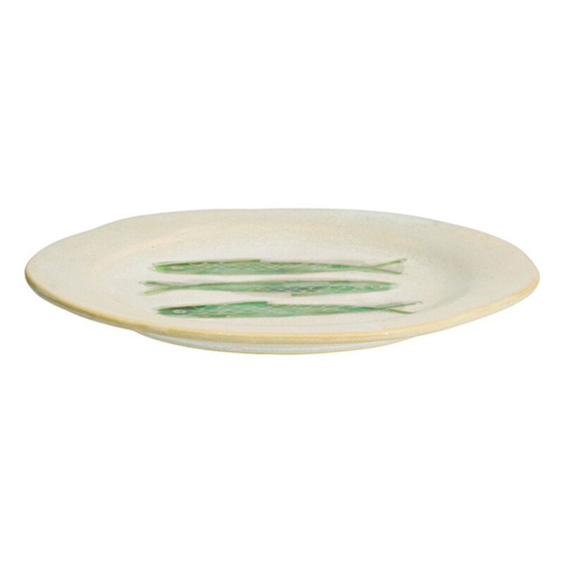 Madam Stoltz-collectie Aardewerk lunchbord gebroken wit groen