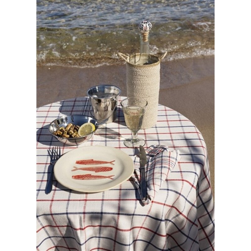Madam Stoltz-collectie Stoneware lunch plate Off white, red