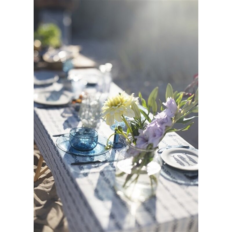 Madam Stoltz-collectie Aardewerk lunchbord gebroken wit blauw