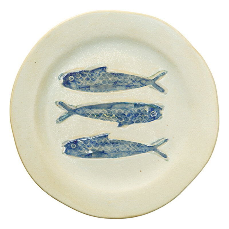 Madam Stoltz-collectie Aardewerk dinerbord gebroken wit blauw