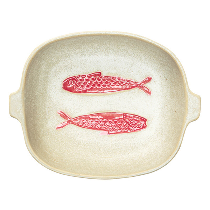Madam Stoltz-collectie Aardewerk ovenschaal gebroken wit rood