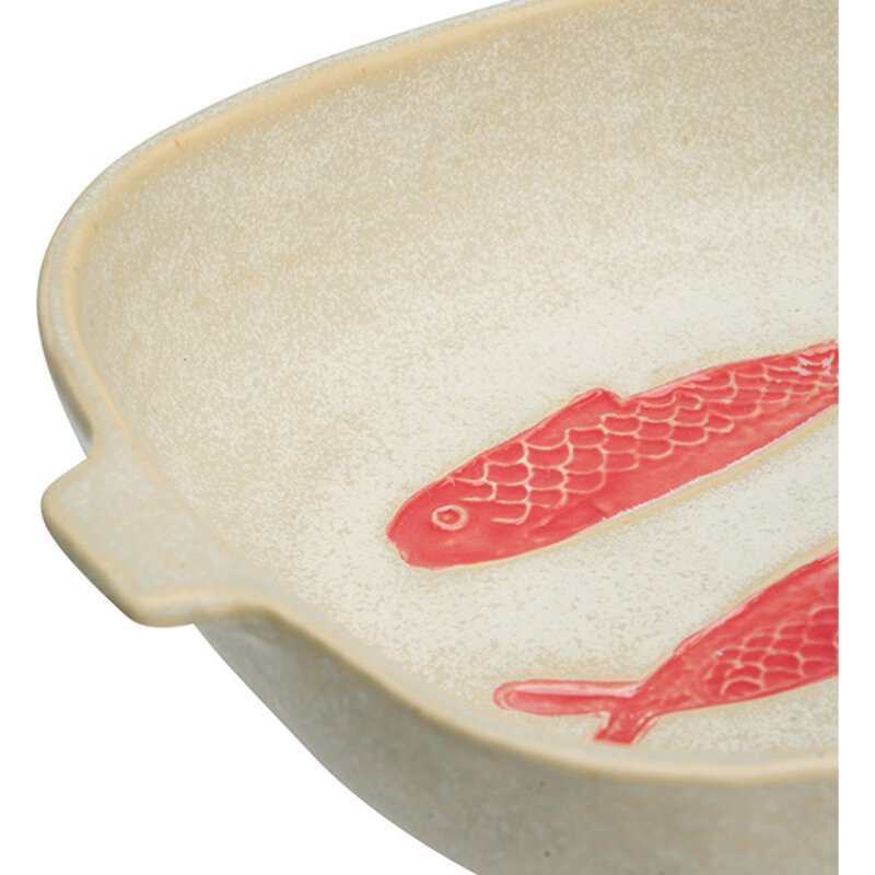 Madam Stoltz-collectie Aardewerk ovenschaal gebroken wit rood