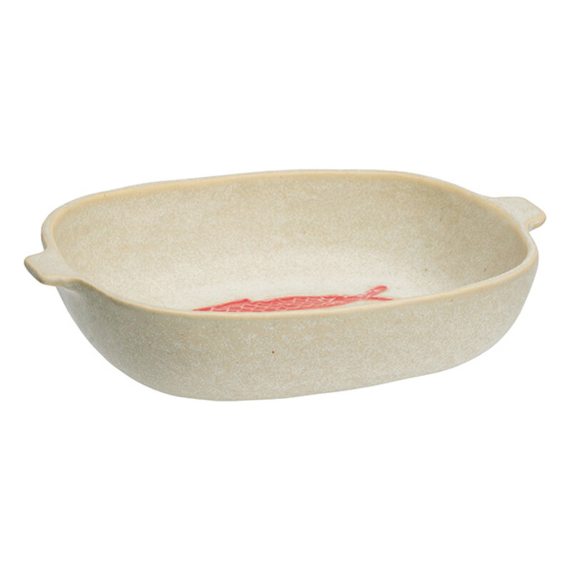 Madam Stoltz-collectie Aardewerk ovenschaal gebroken wit rood