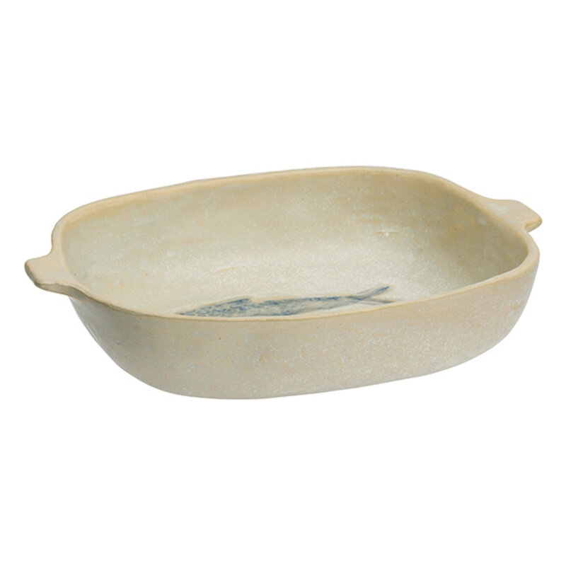 Madam Stoltz-collectie Stoneware oven dish Off white, blue