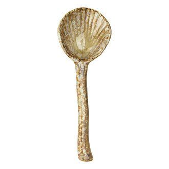 Madam Stoltz Stoneware serving spoon Brown, beige