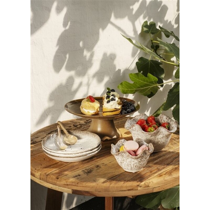 Madam Stoltz-collectie Aardewerk serveerlepel bruin beige