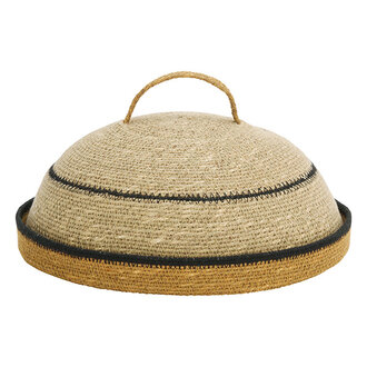 Madam Stoltz Zeegras voedseldeksel geel naturel zwart