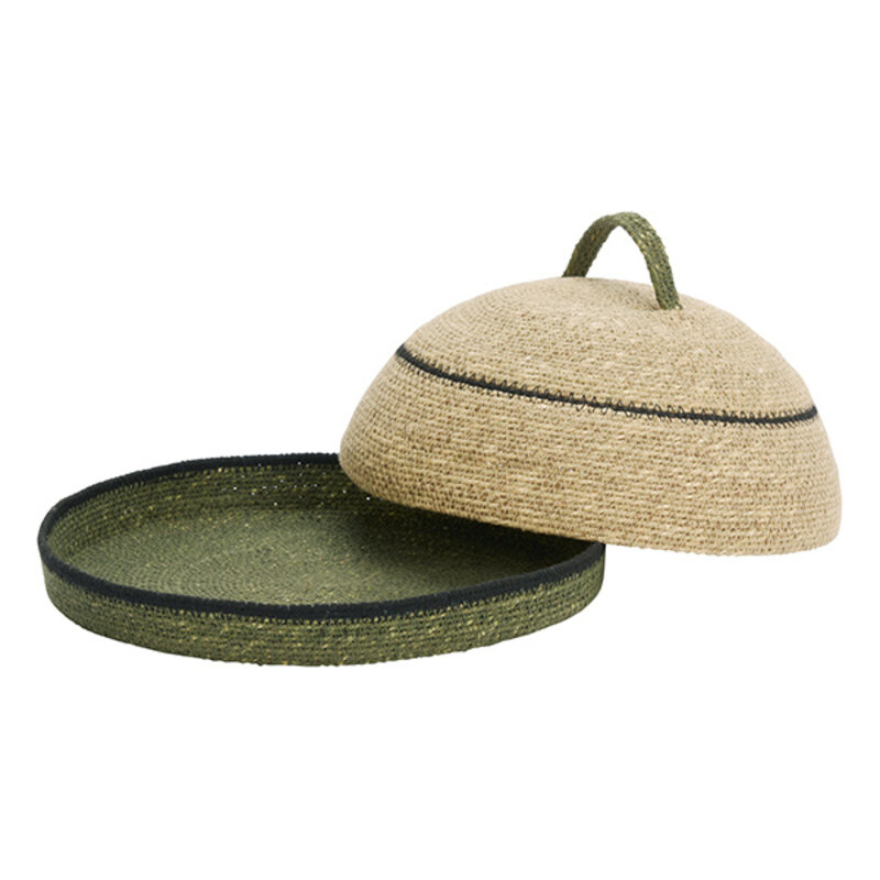 Madam Stoltz-collectie Seagrass food cover Green, natural, black
