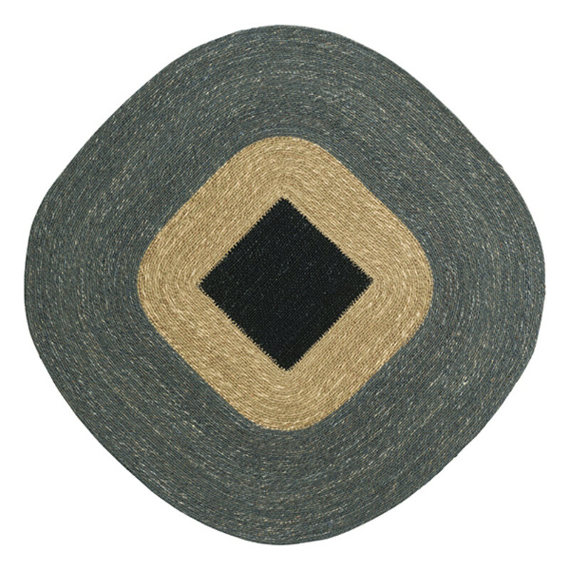 Madam Stoltz-collectie Zeegras wanddecoratie stofblauw zwart naturel