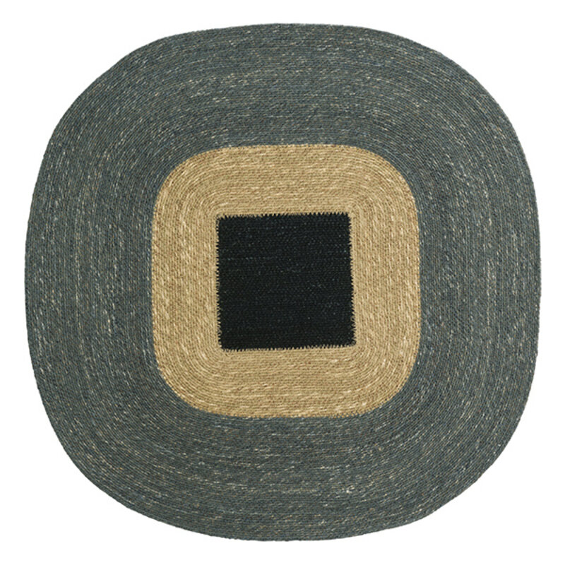 Madam Stoltz-collectie Seagrass wall deco Dusty blue, black, natural