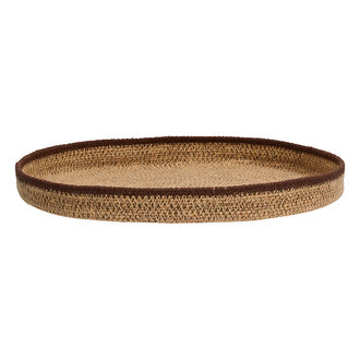 Madam Stoltz Round seagrass tray Peach, brown
