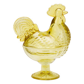 Madam Stoltz Glass hen bowl Amber