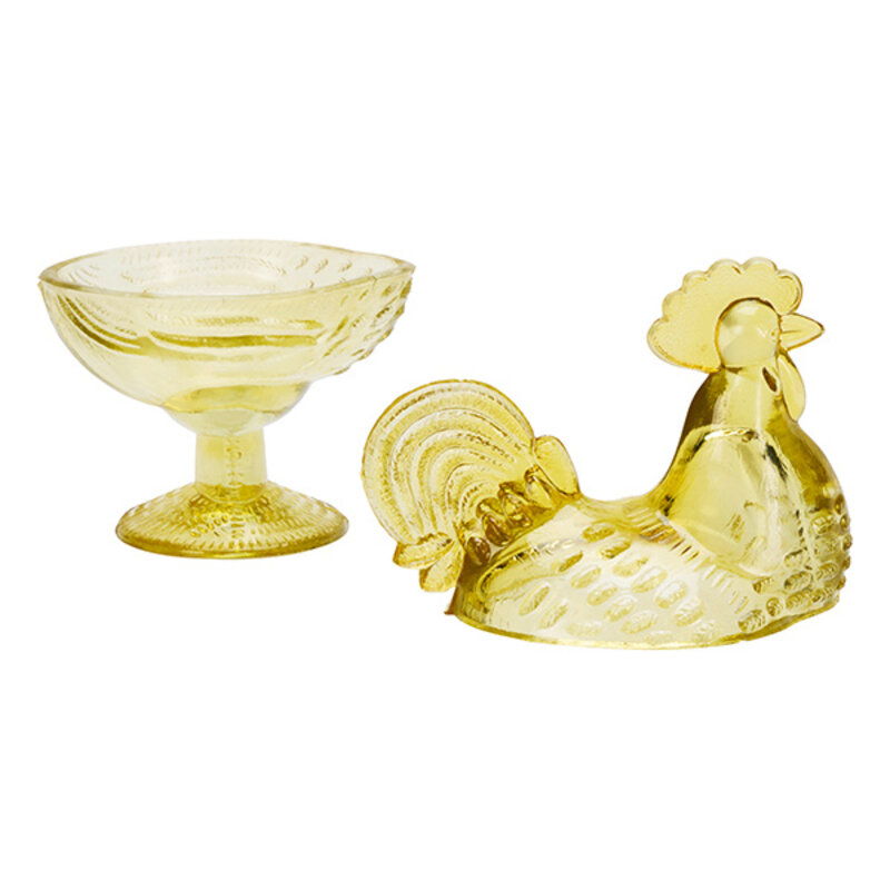 Madam Stoltz-collectie Glass hen bowl Amber