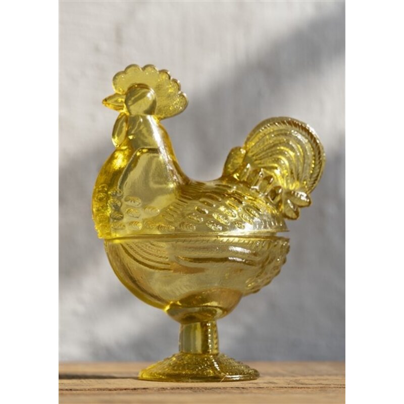 Madam Stoltz-collectie Glass hen bowl Amber