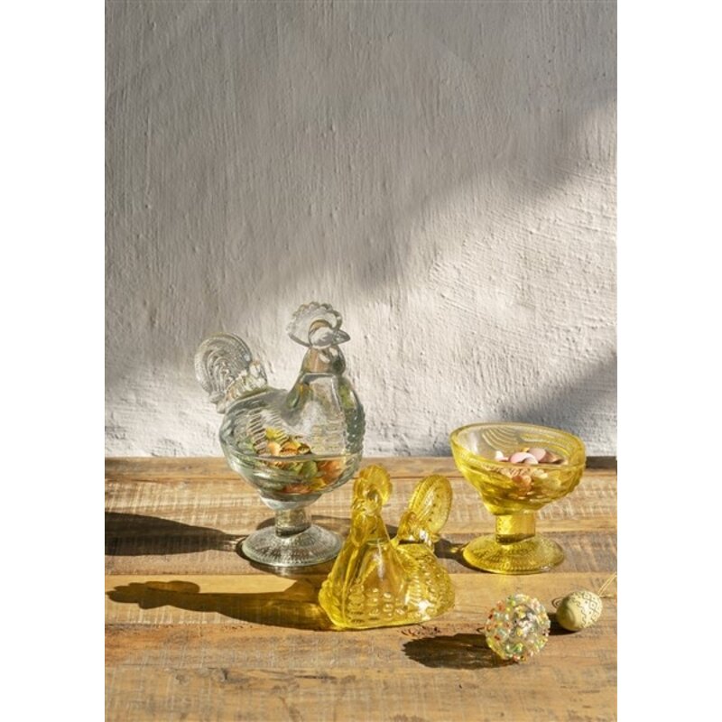 Madam Stoltz-collectie Glazen schaal kip transparant