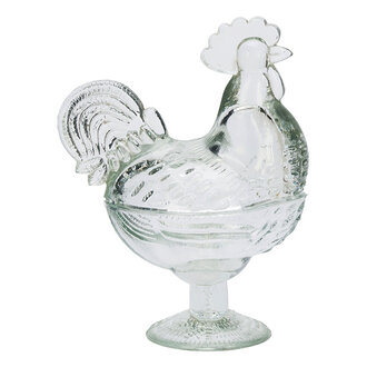 Madam Stoltz Glass hen bowl Clear