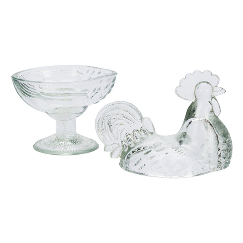 Madam Stoltz-collectie Glass hen bowl Clear