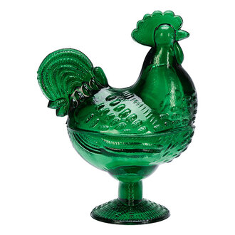 Madam Stoltz Glass hen bowl Dark green