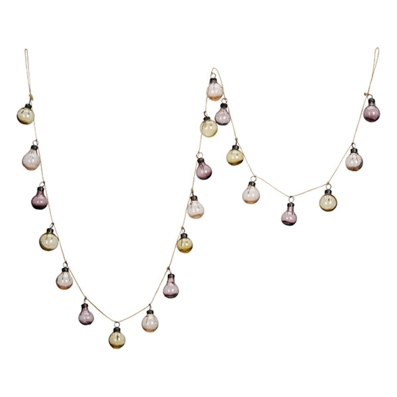 Madam Stoltz-collectie Garland w/ recycled glass balls Yellow, purple, peach