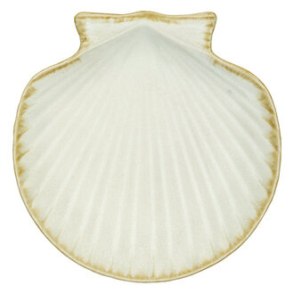 Madam Stoltz Schaal van aardewerk met zeeschelpen gebroken wit