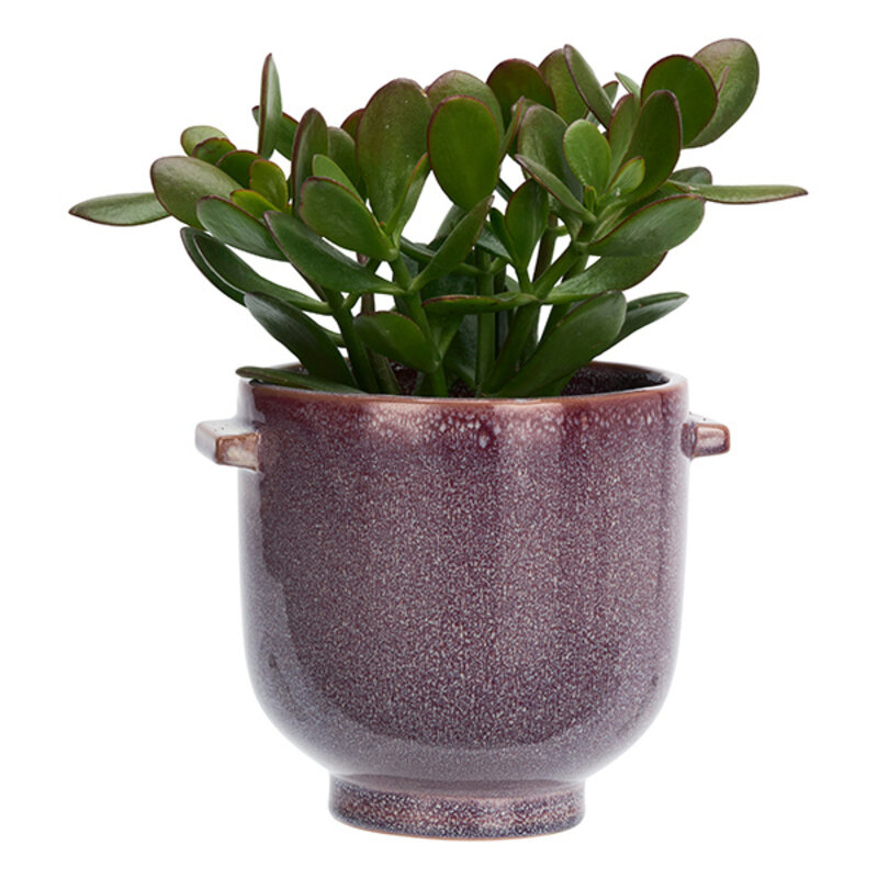 Madam Stoltz-collectie Bloempot van aardewerk paars gebroken wit D:17x17 cm