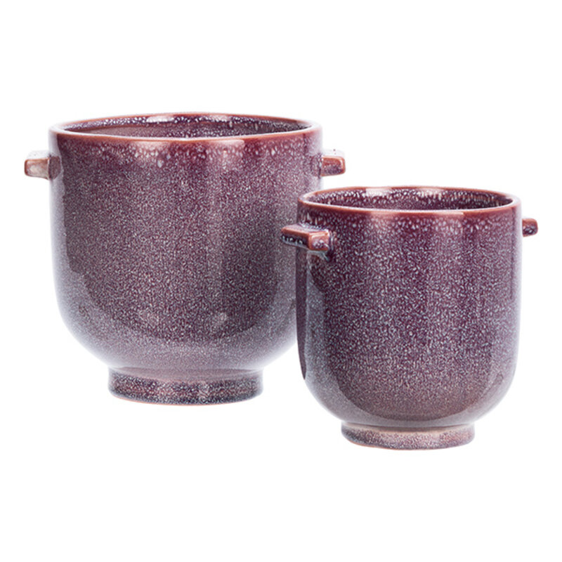 Madam Stoltz-collectie Bloempot van aardewerk paars gebroken wit D:17x17 cm