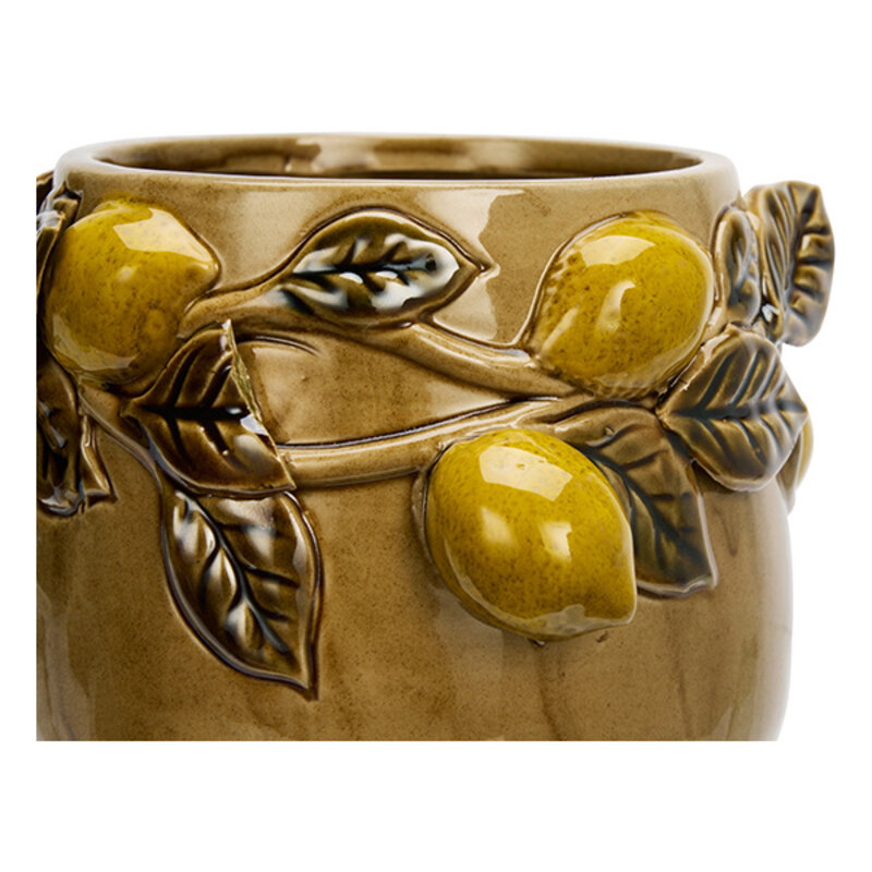 Madam Stoltz-collectie Stoneware flower pot Beige, yellow, brown